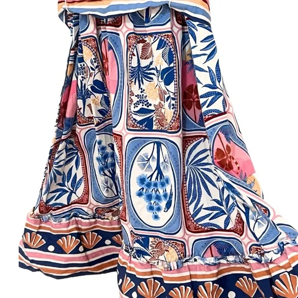 JOIE RARE PRINT Belted Midi Dress S LIMITED RELEASE Resort Botanical Boho casual - Picture 4 of 12